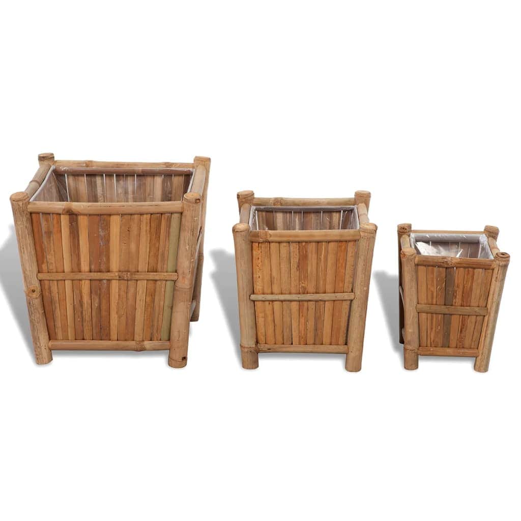 3 pcs Bamboo Planter with Nylon Lining - Simple deals