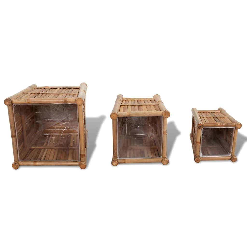 3 pcs Bamboo Planter with Nylon Lining - Simple deals