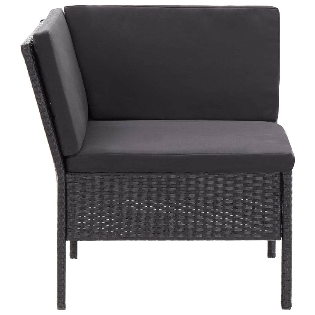3 Pcs Garden Lounge Set with Cushions Poly Rattan Black