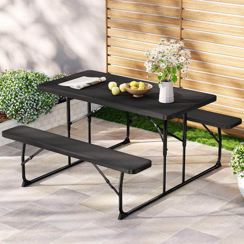 3 PCS Outdoor Furniture Dining Set Lounge Setting Patio HDPE Bench