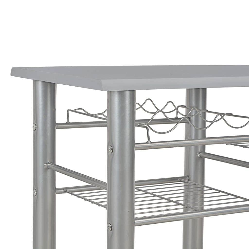 3 Piece Bar Set with Shelves Grey