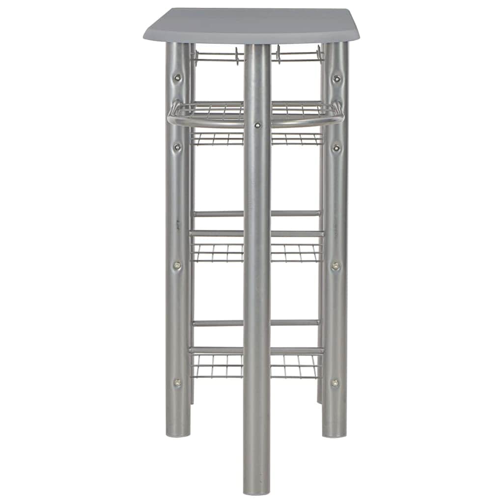 3 Piece Bar Set with Shelves Grey