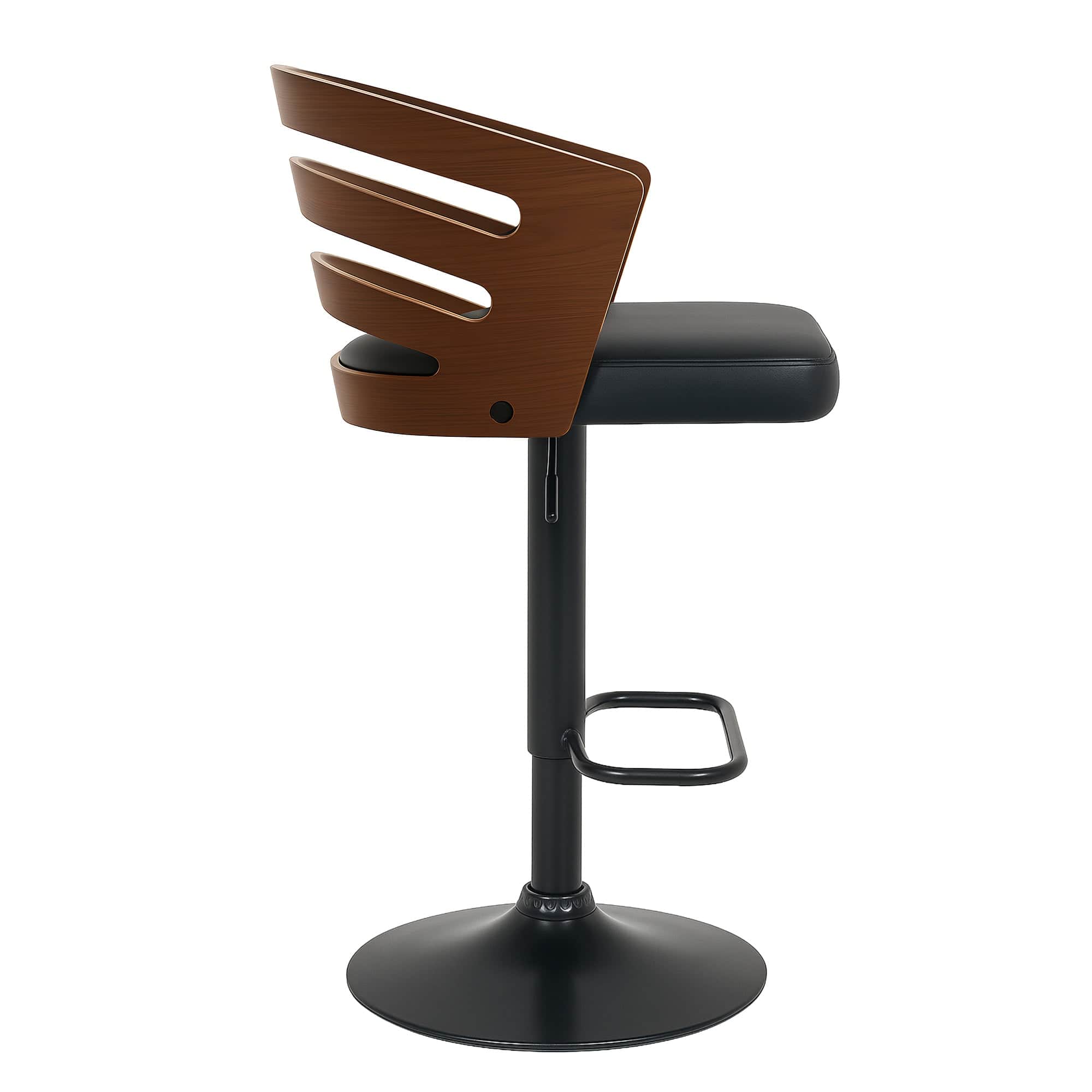 3-Piece Bentwood Walnut Barstool Set Leather Seat Metal Frame