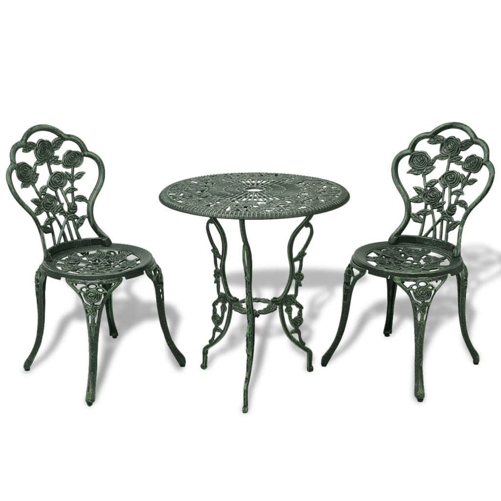 3 Piece Bistro Set Cast Aluminium Green - Simple deals