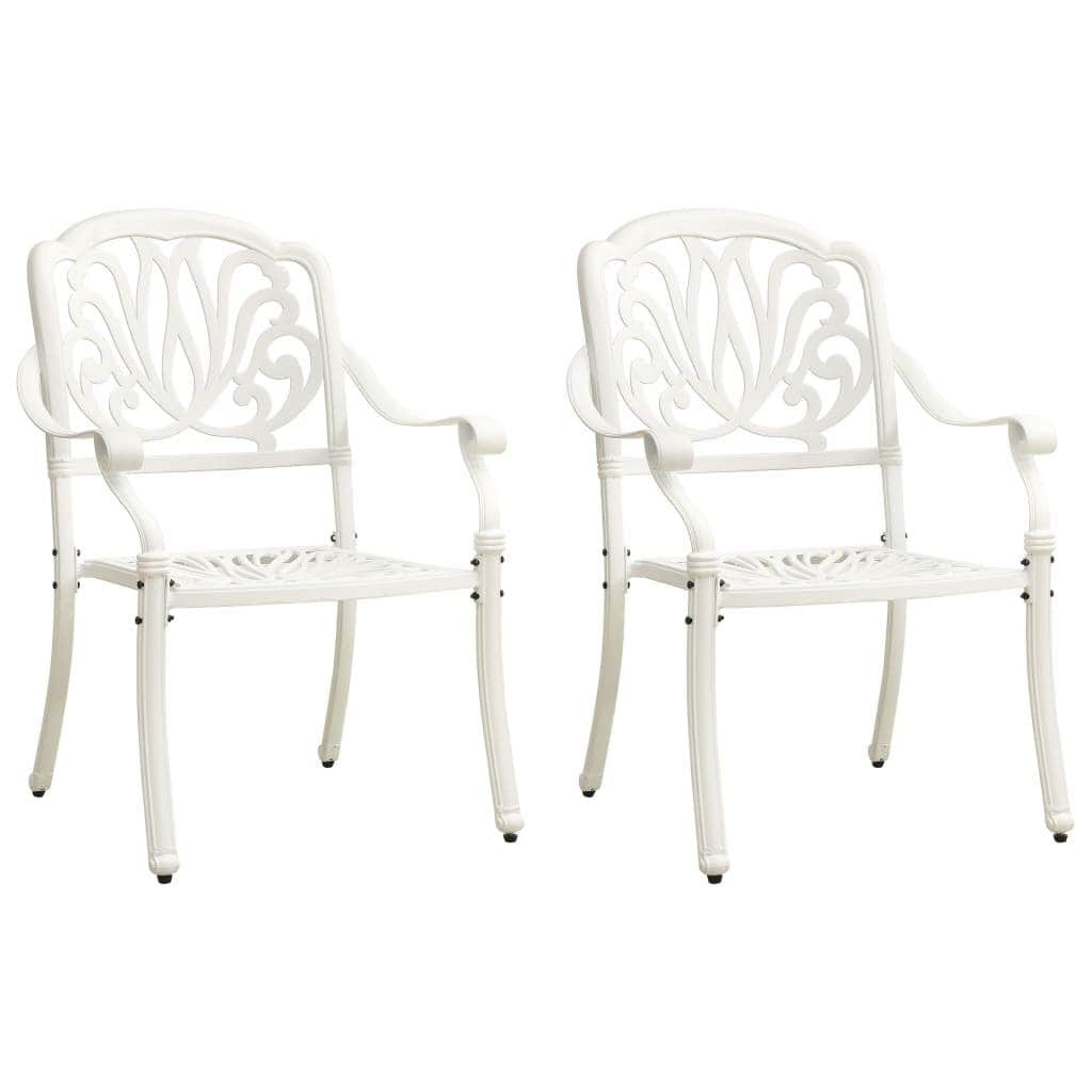 Outdoor Furniture Sets - 3 Piece Bistro Set Cast Aluminium White