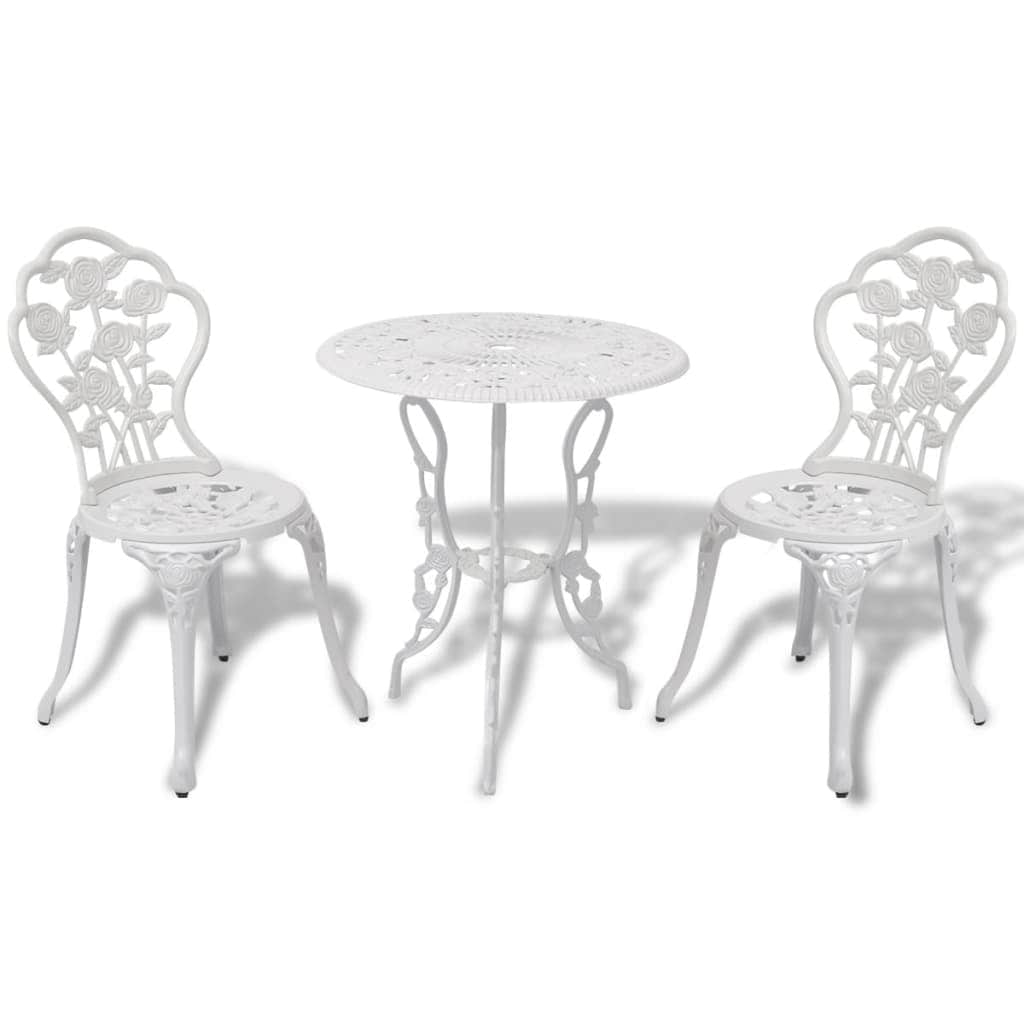 3 Piece Bistro Set Cast Aluminium White - Simple deals