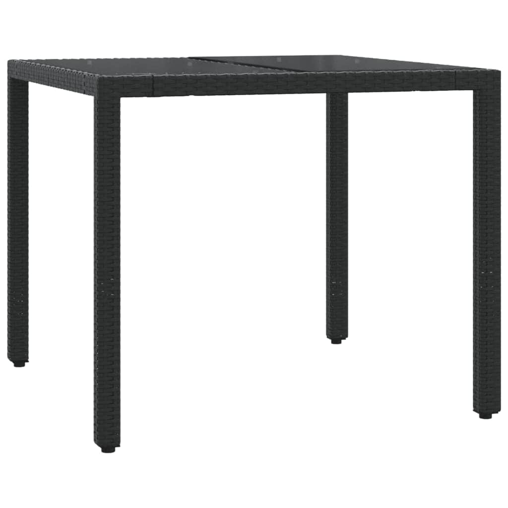 3-Piece Bistro Set in Black Poly Rattan with Cushions