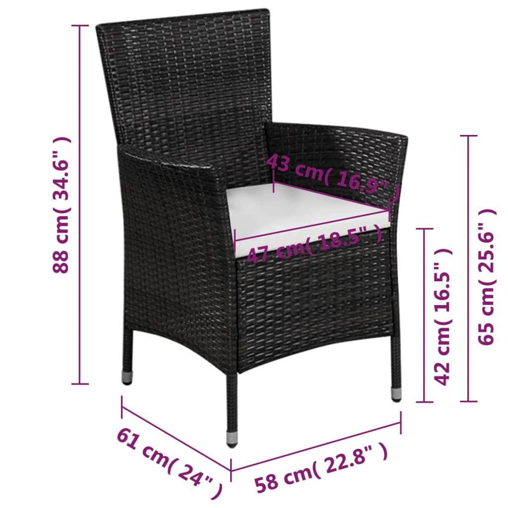 3 Piece Bistro Set Poly Rattan Black - Simple deals
