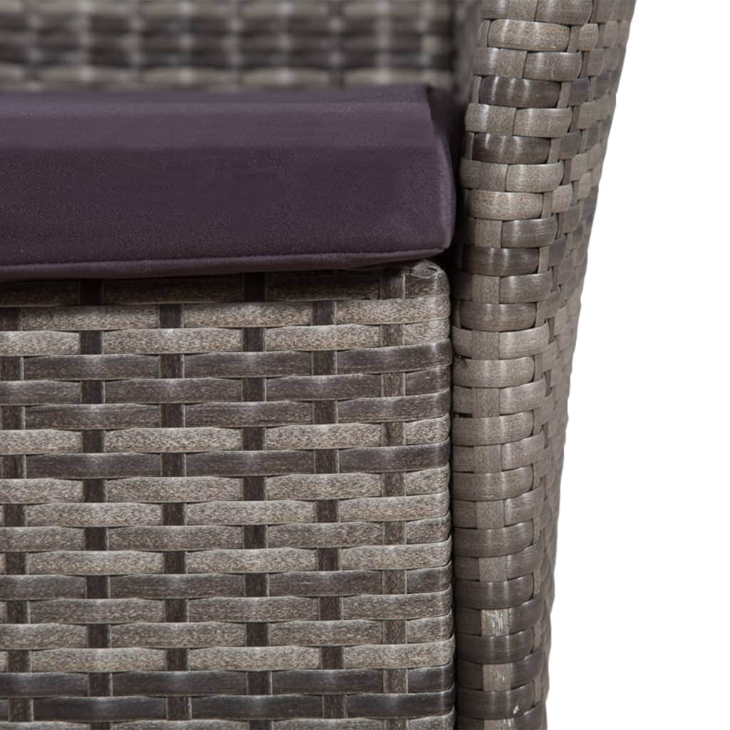 3 Piece Bistro Set Poly Rattan Grey - Simple deals