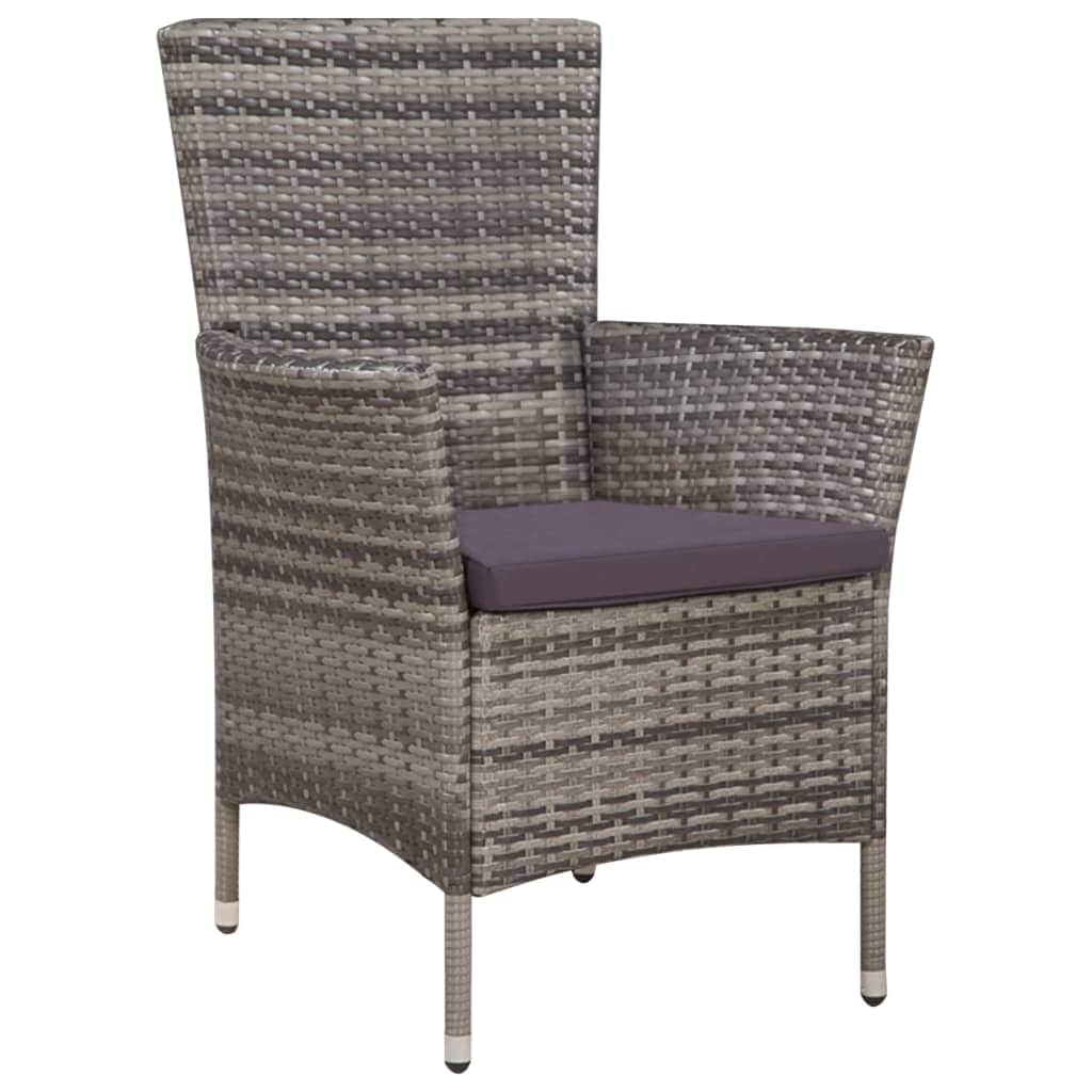 3 Piece Bistro Set Poly Rattan Grey - Simple deals