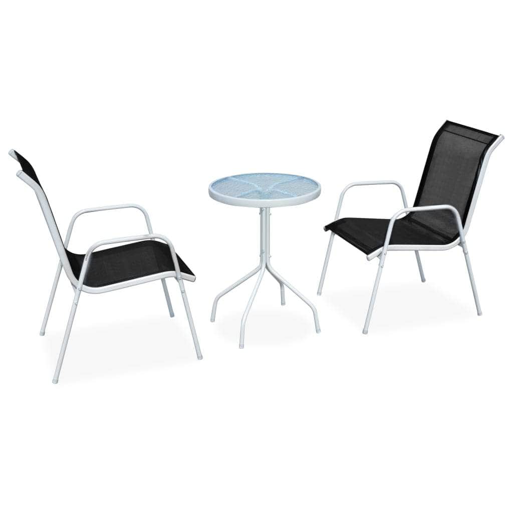 3 Piece Bistro Set Steel Black - Simple deals