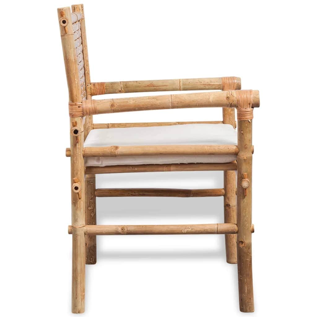 3 Piece Bistro Set with Cushions Bamboo - Simple deals