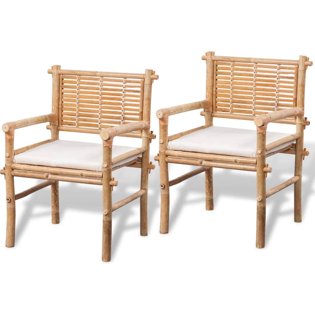 3 Piece Bistro Set with Cushions Bamboo - Simple deals