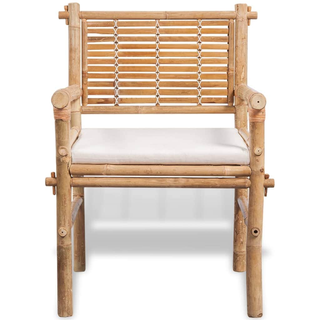 3 Piece Bistro Set with Cushions Bamboo - Simple deals