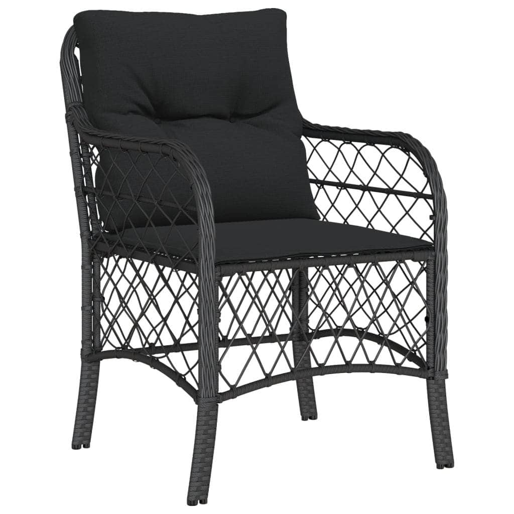 3 Piece Bistro Set with Cushions-Black