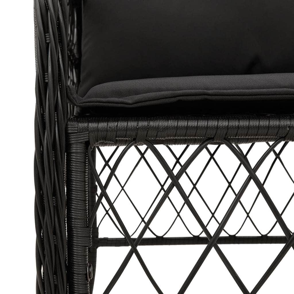 3 Piece Bistro Set with Cushions-Black | Black colour