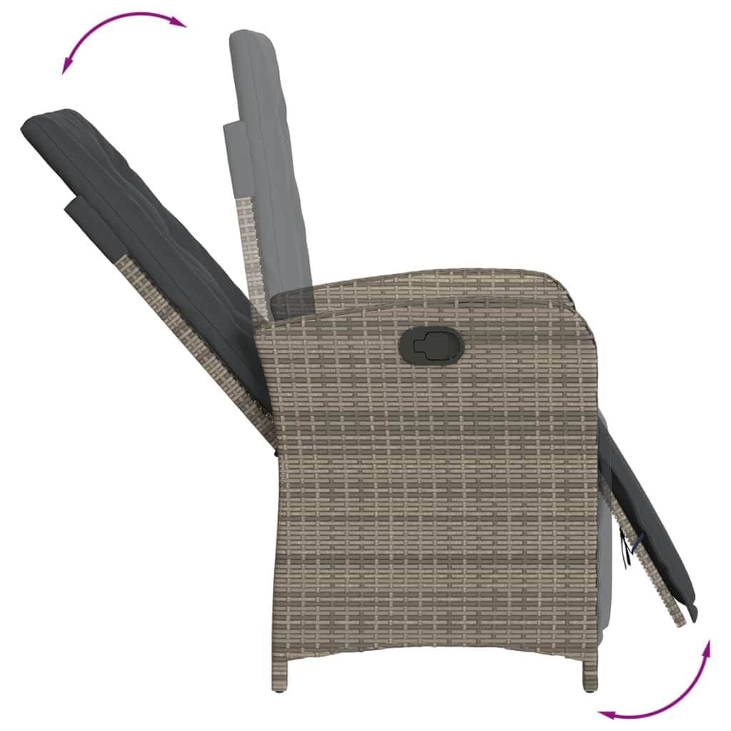 Rattan finish - 3 Piece Bistro Set with Cushions Grey Poly Rattan