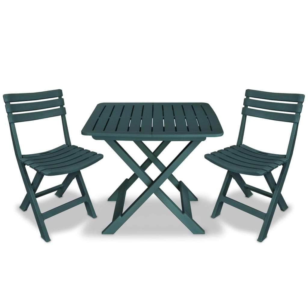 3 Piece Folding Bistro Set Plastic Green - Simple deals
