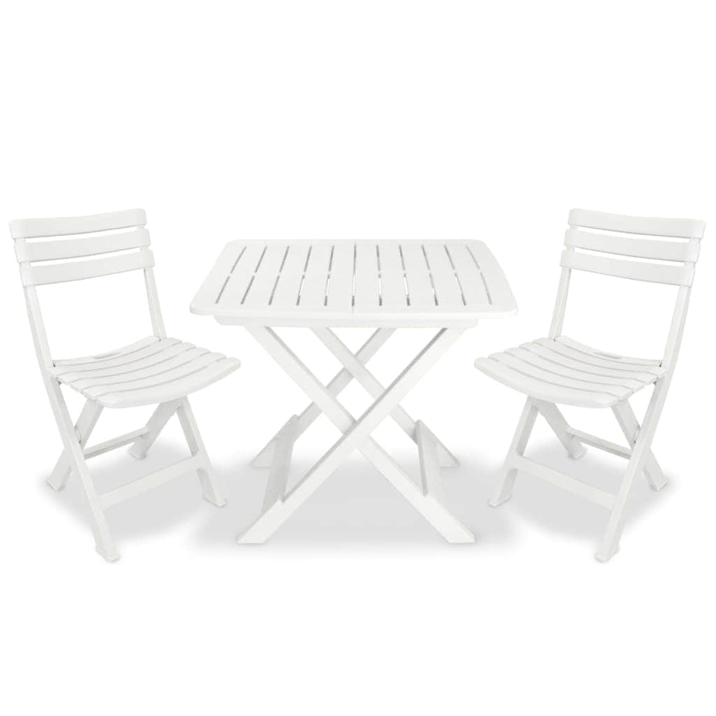 3 Piece Folding Bistro Set Plastic White
