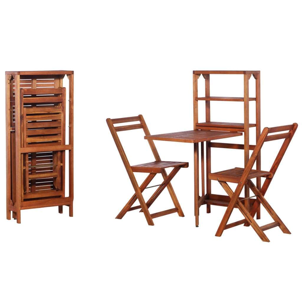 3 Piece Folding Bistro Set Solid Acacia Wood - Simple deals