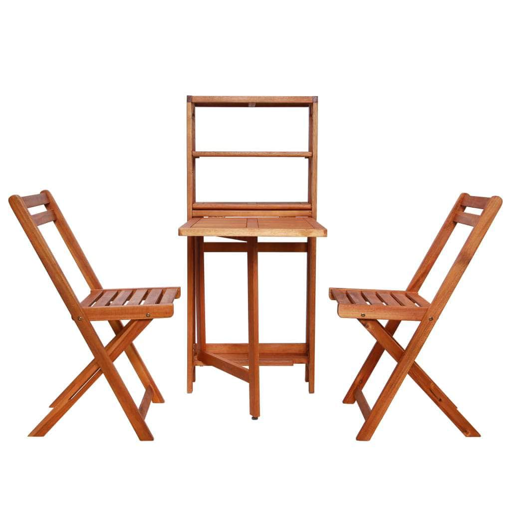 3 Piece Folding Bistro Set Solid Acacia Wood - Simple deals