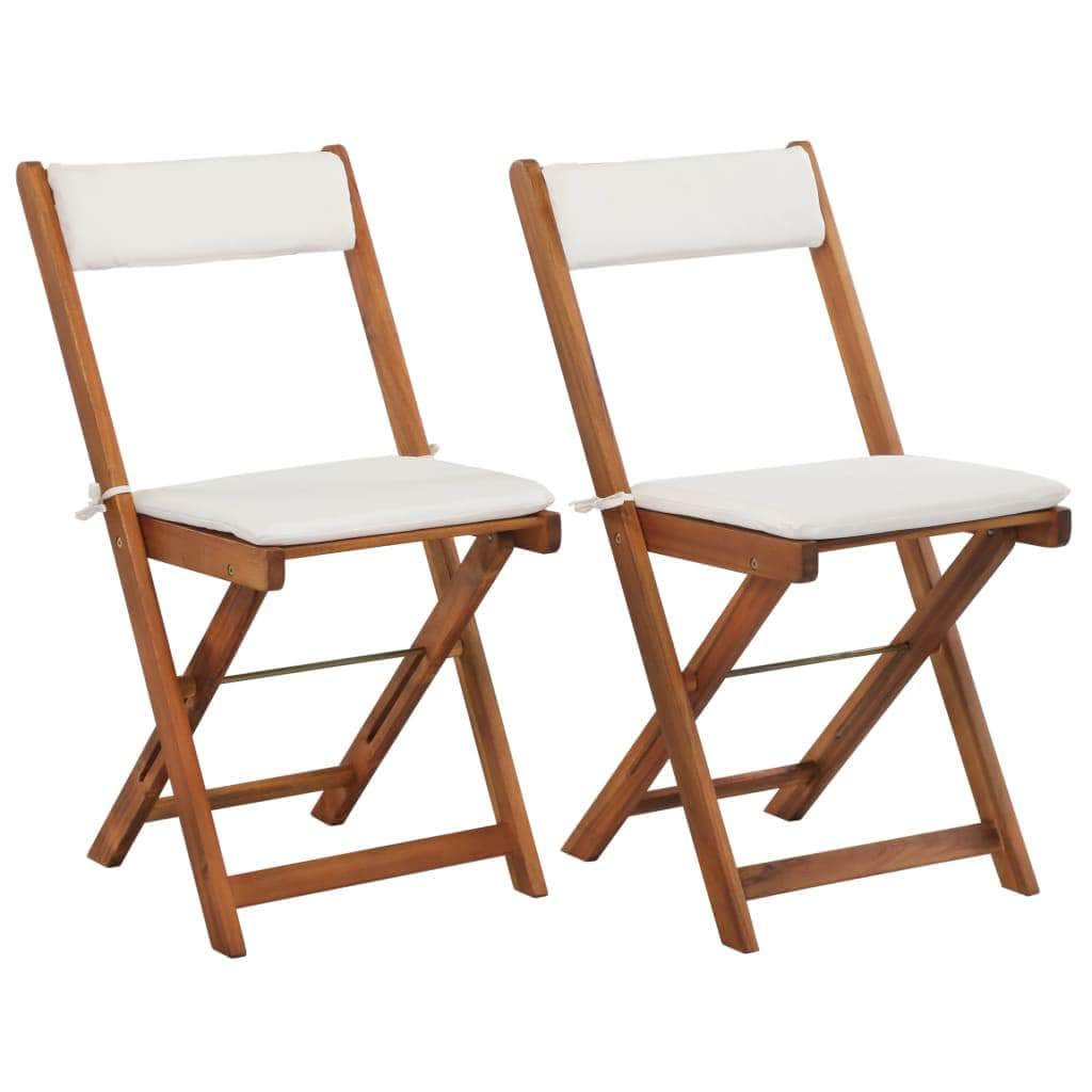 3 Piece Folding Bistro Set with Cushions Solid Acacia Wood - Simple deals