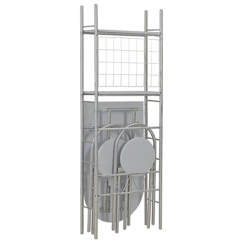 3 Piece Folding Dining Set with Storage Rack MDF Grey