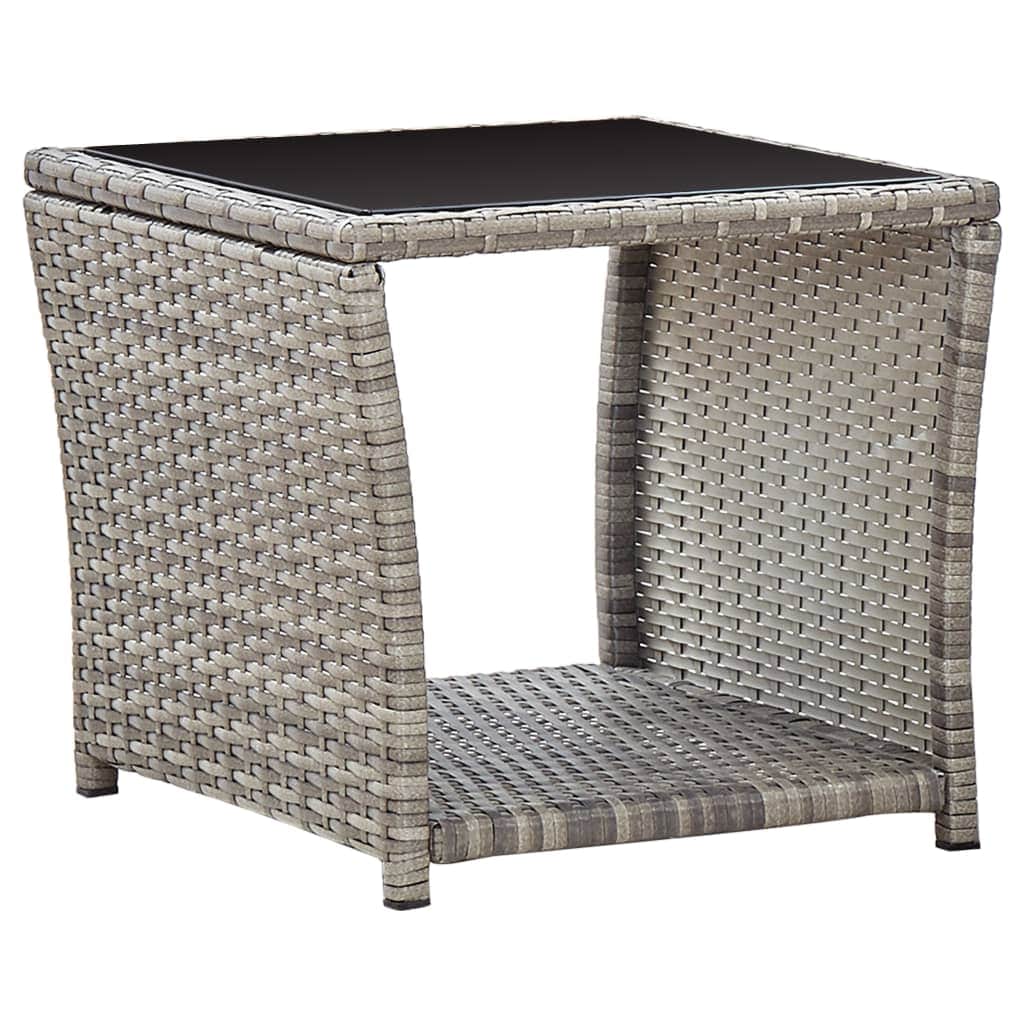 3 Piece Garden Dining Set with Cushions-Grey Poly Rattan