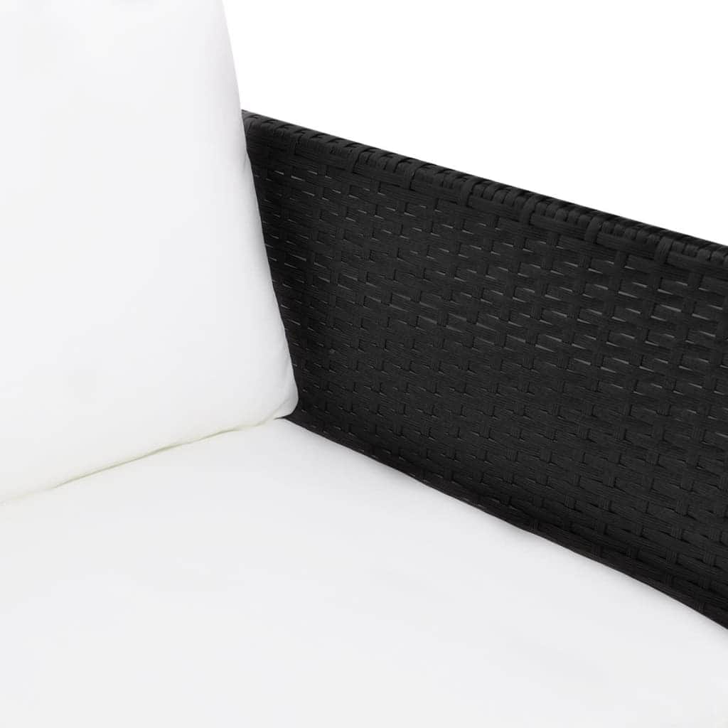 3 Piece Garden Lounge Set with Cushions Poly Rattan Black - Simple deals