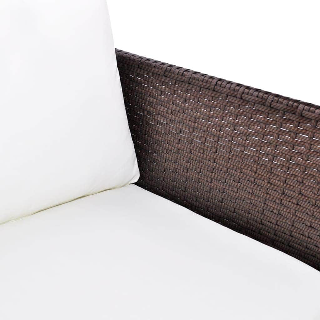 3 Piece Garden Lounge Set with Cushions Poly Rattan Brown - Simple deals