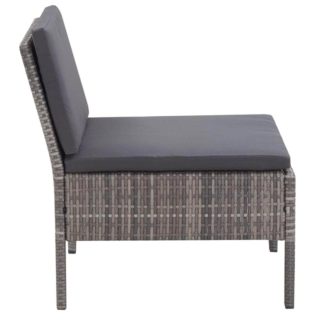 3 Piece Garden Lounge Set with Cushions Poly Rattan Grey