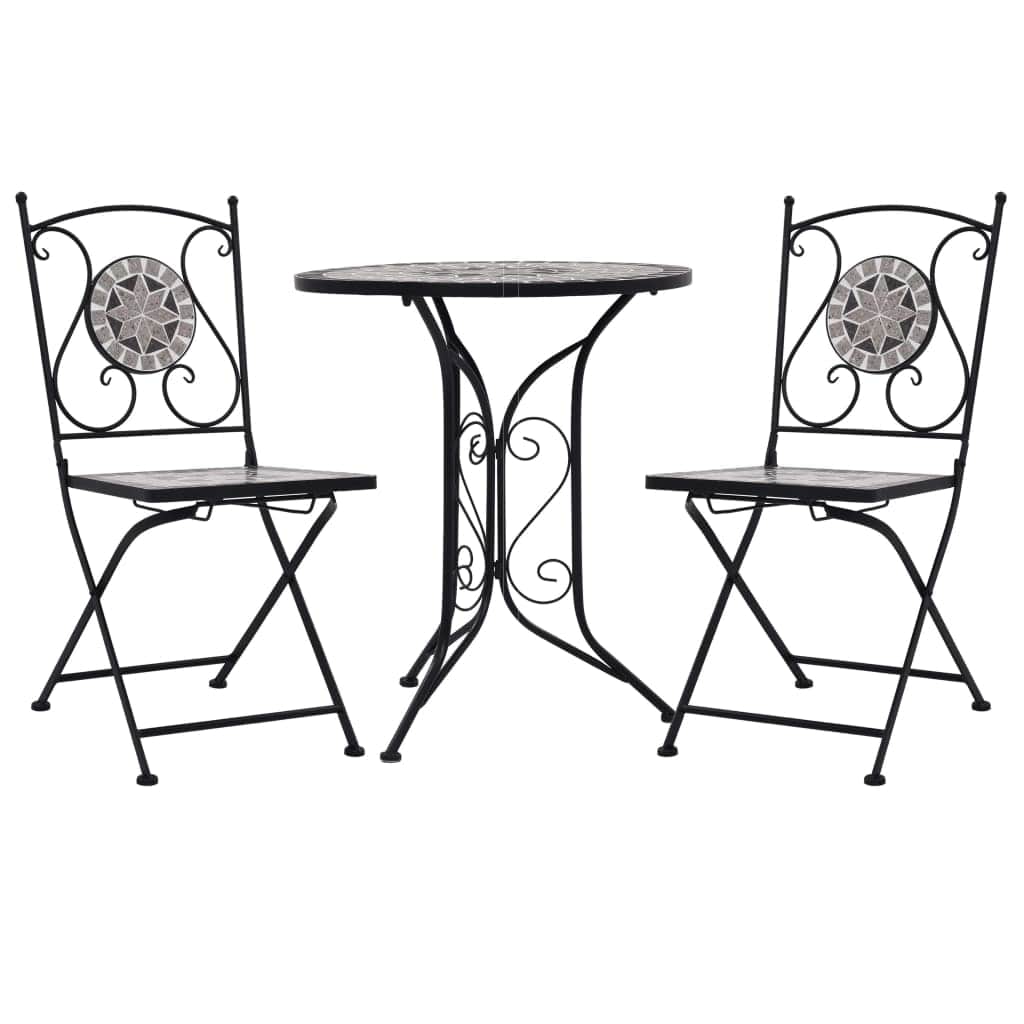 3 Piece Mosaic Bistro Set Ceramic Tile Grey - Simple deals