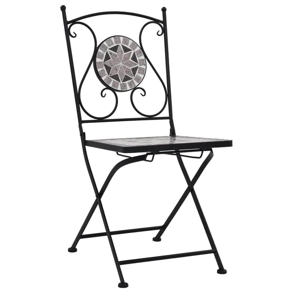 3 Piece Mosaic Bistro Set Ceramic Tile Grey - Simple deals