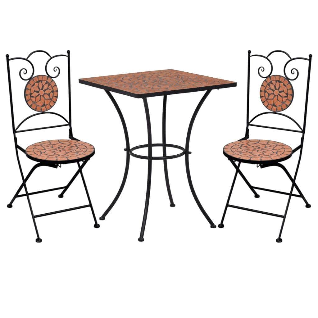 3 Piece Mosaic Bistro Set Ceramic Tile Terracotta - Simple deals