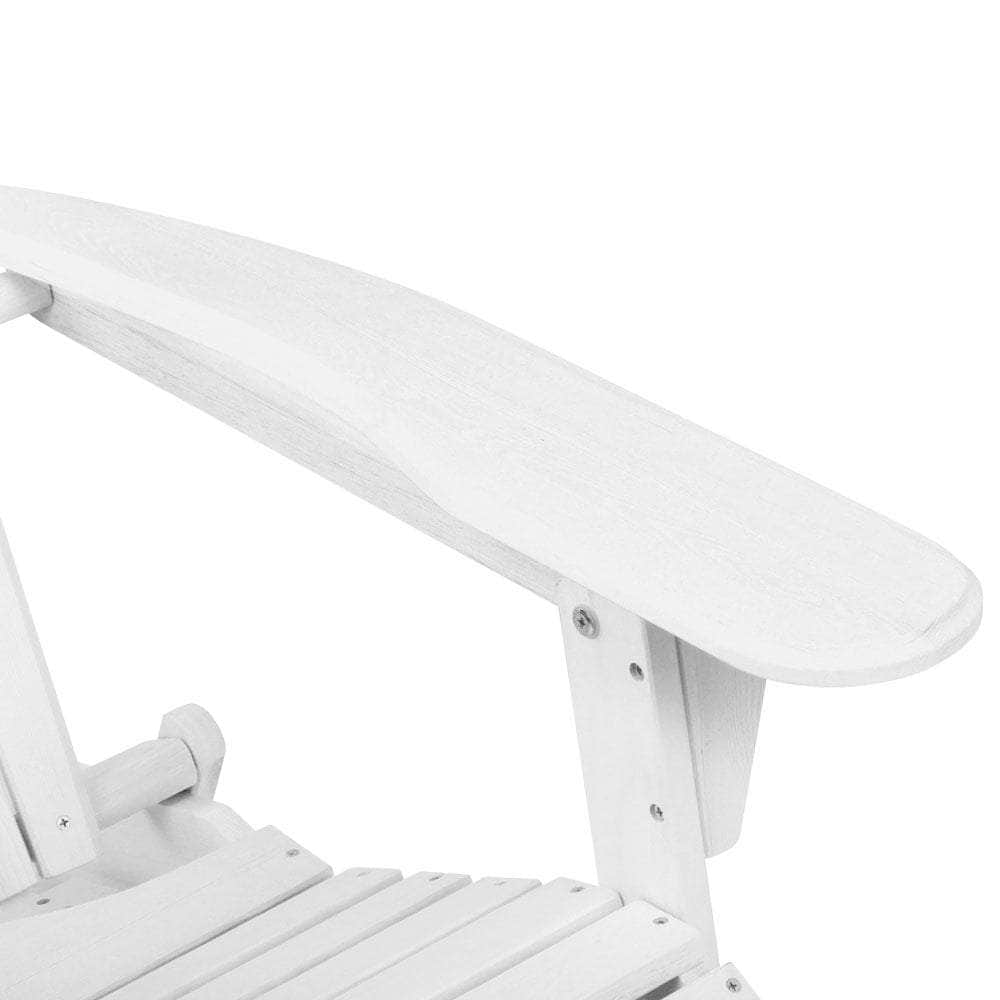 3 Piece Outdoor Adirondack Lounge Beach Chair Set - White
