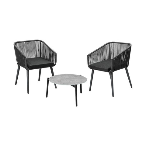3 Piece Outdoor Lounge Set Polyester rope detailing