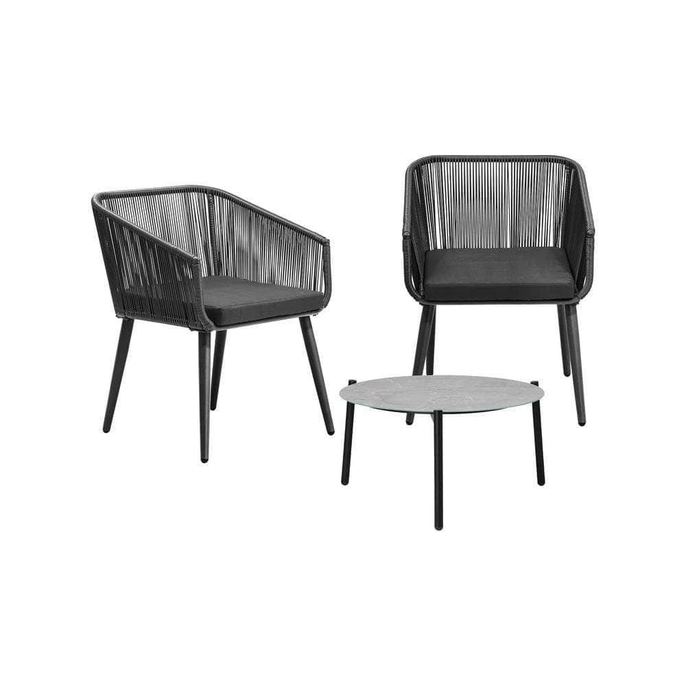 3 Piece Outdoor Lounge Set Polyester rope detailing
