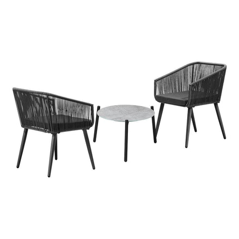 3 Piece Outdoor Lounge Set Polyester rope detailing