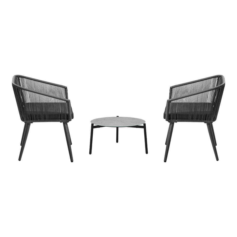 3 Piece Outdoor Lounge Set Polyester rope detailing