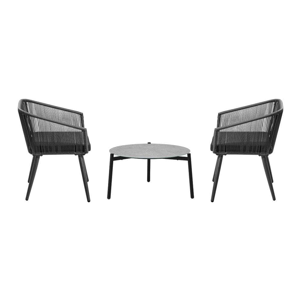 3 Piece Outdoor Patio Set 70cm Table Polyester rope