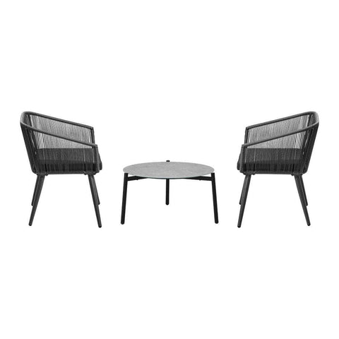 3 Piece Outdoor Patio Set 70cm Table Polyester rope