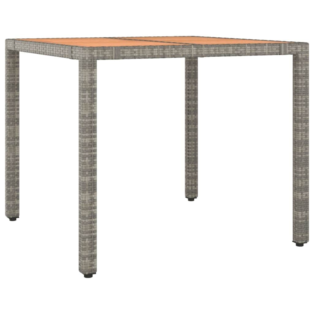 3-Piece Poly Rattan Garden Dining Set in Grey with Cushions
