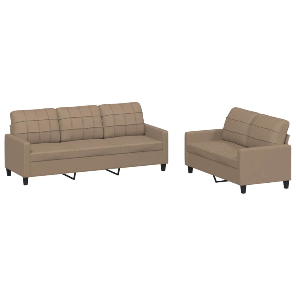 3 Piece Sofa Set with Cushions Black Faux Leather