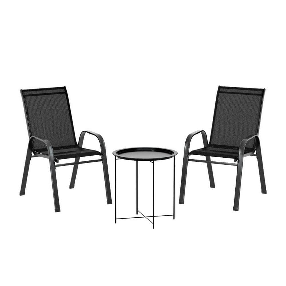 3-Piece Stackable Patio Bistro Set - Black, Outdoor