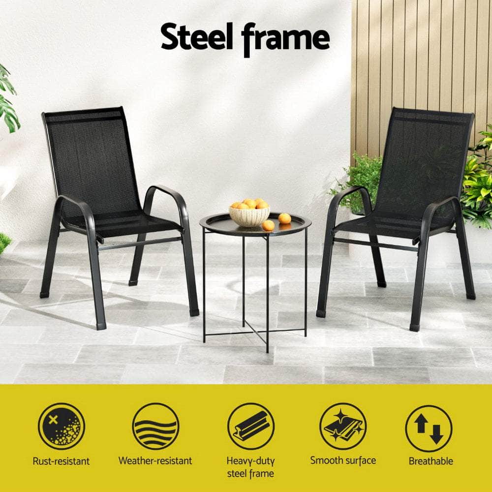 3-Piece Stackable Patio Bistro Set - Black with Outdoor