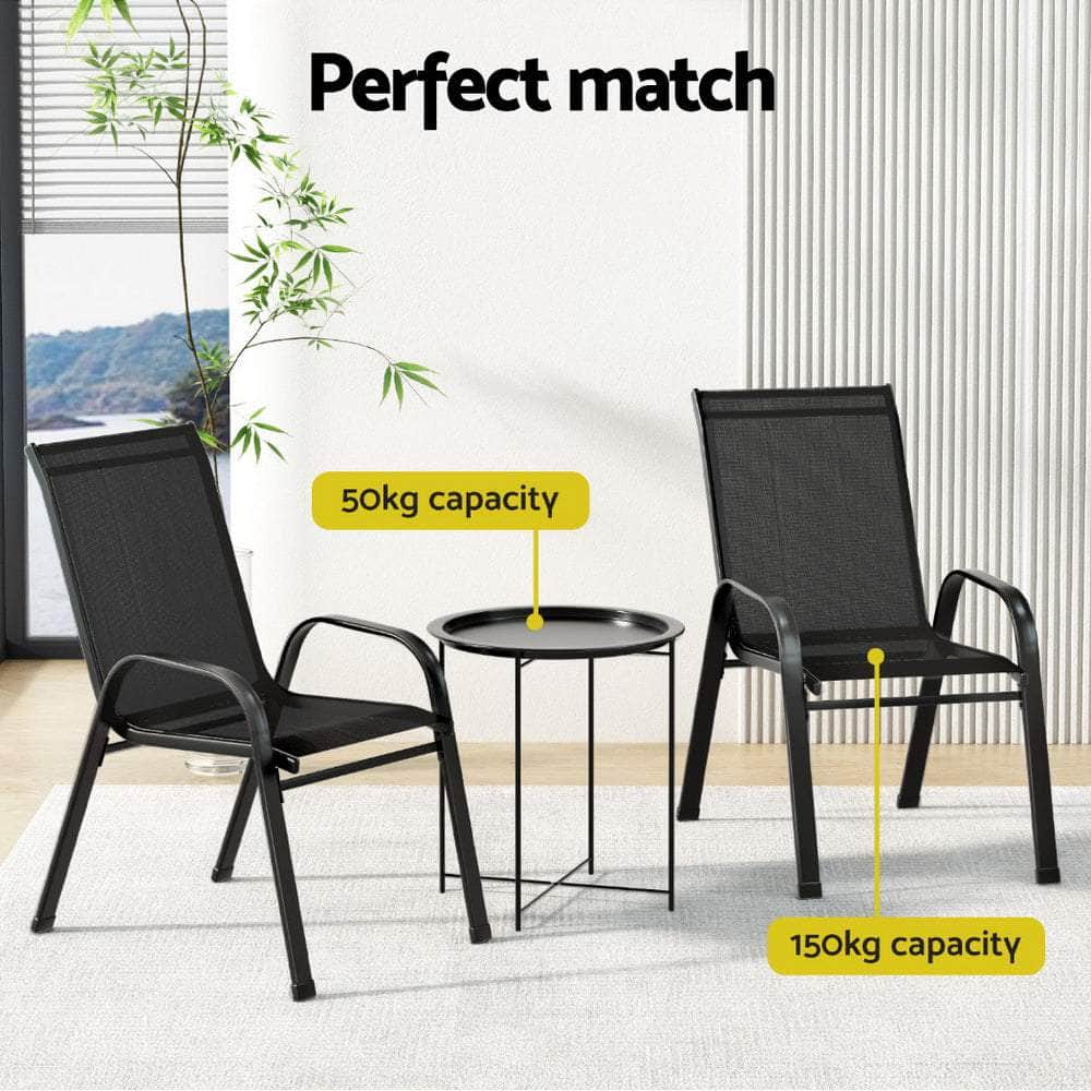 3-Piece Stackable Patio Bistro Set - Black with Outdoor Sofas & Lounge Sets
