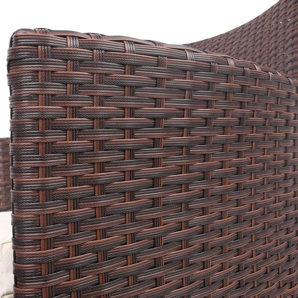 3 Piece Wicker Outdoor Furniture Set - Brown