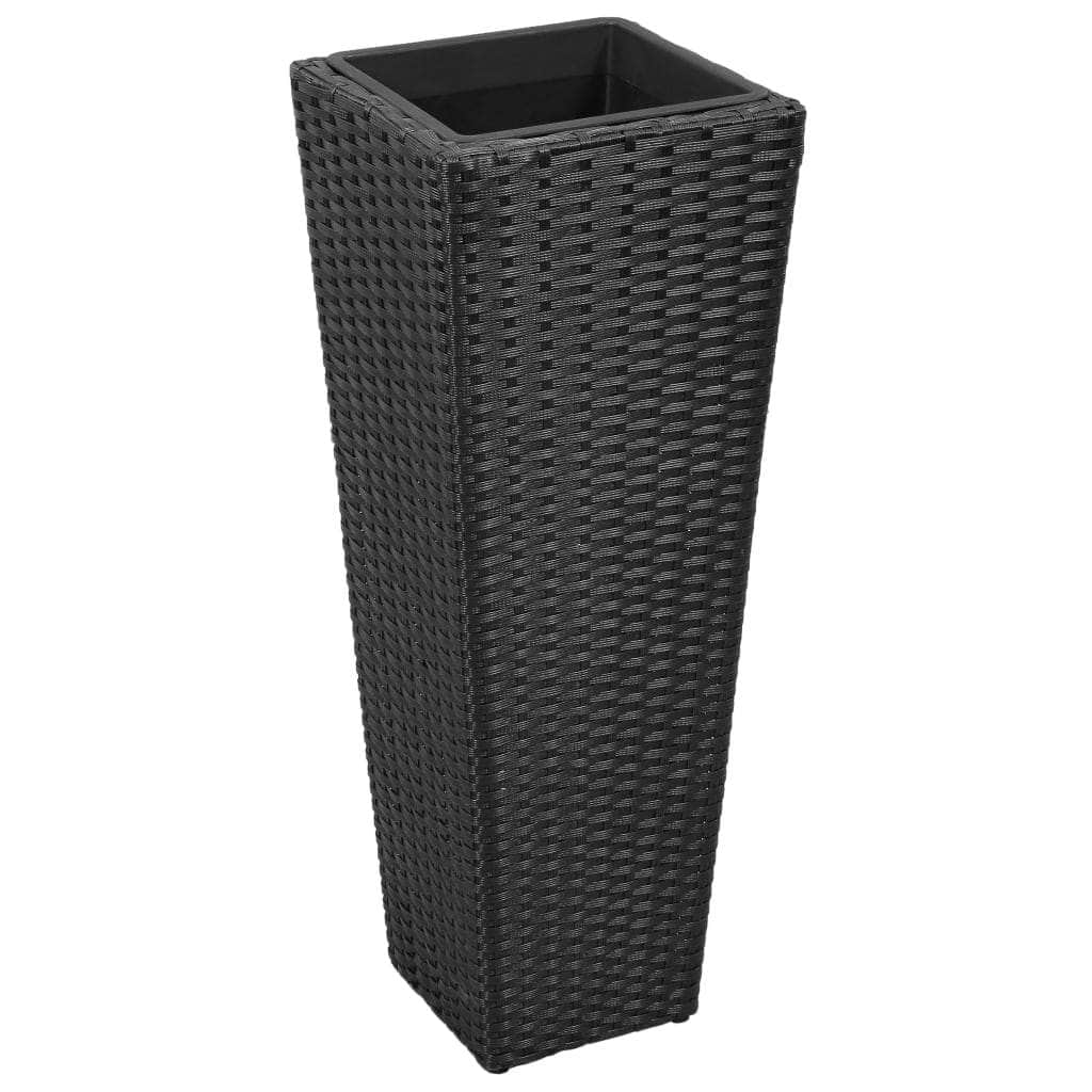 3 Rattan Flower Pots Black - Simple deals