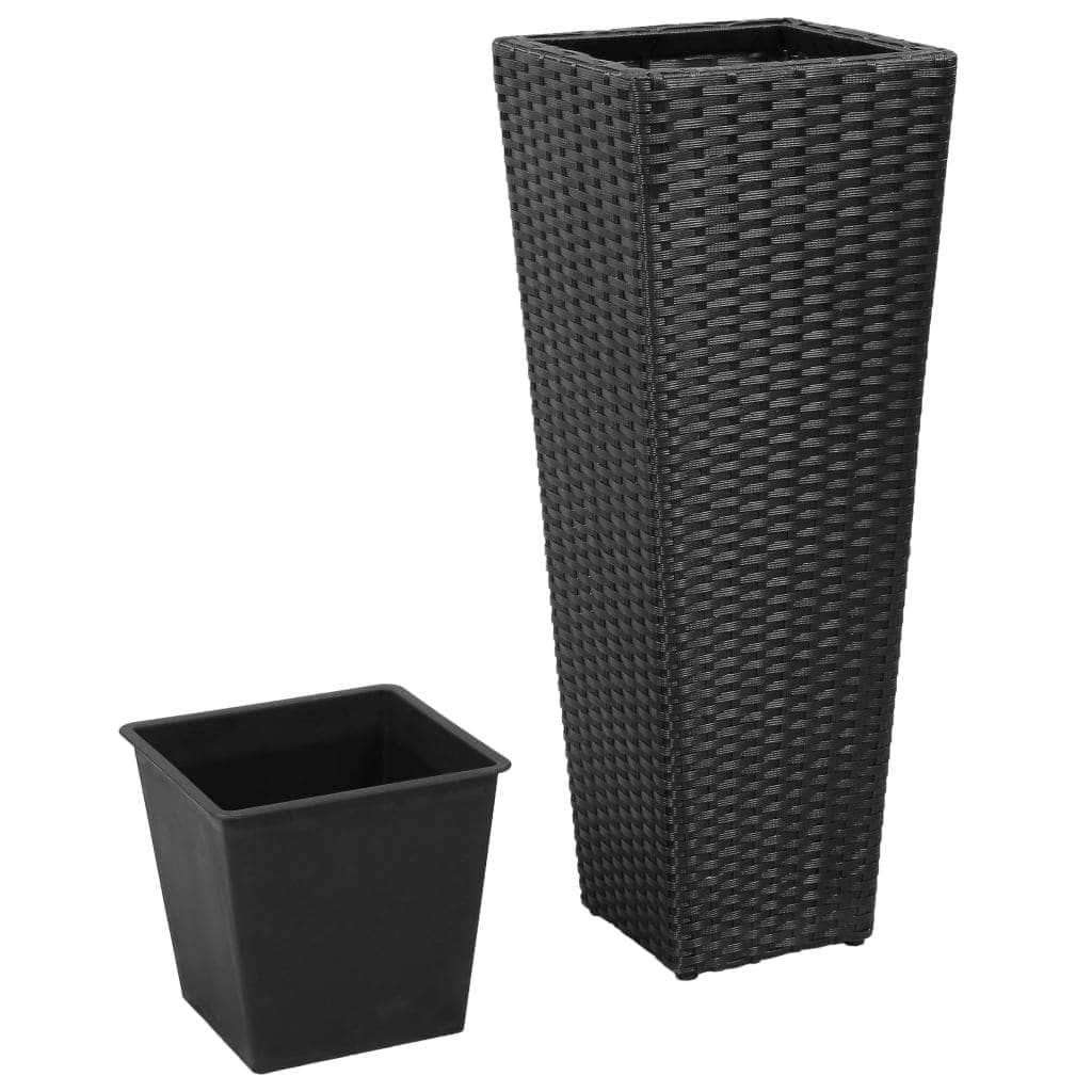 3 Rattan Flower Pots Black - Simple deals