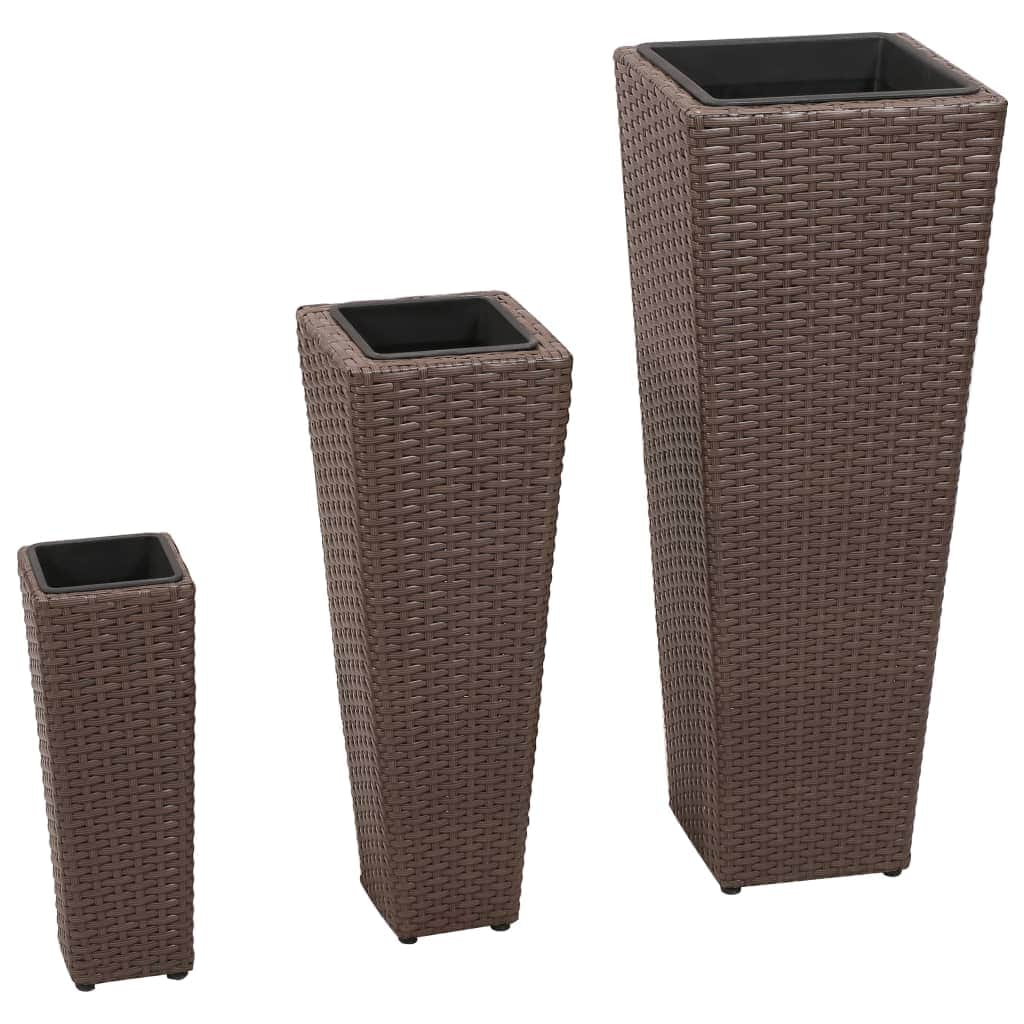 3 Rattan Flower Pots Brown - Simple deals